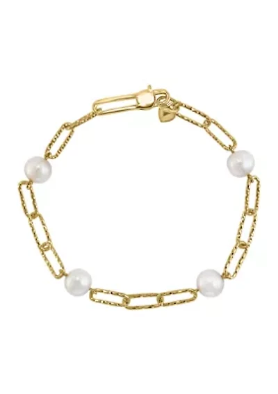 Gold Over Silver Freshwater Pearl Bracelet 