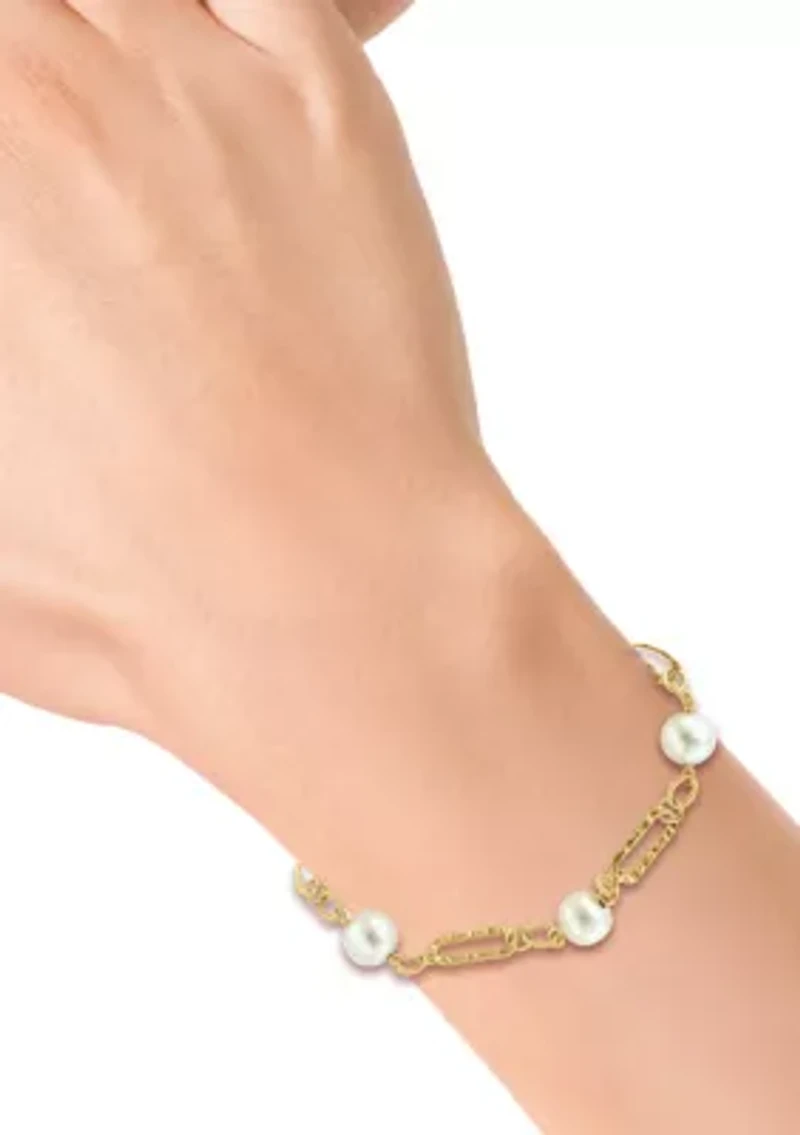 Freshwater Pearl Bracelet in Gold Over Sterling Silver