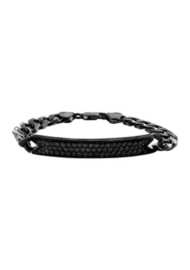 Men's 8.5" Sterling Silver Black Spinel Bracelet