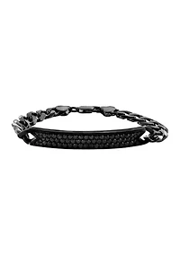 Men's 8.5" Sterling Silver Black Spinel Bracelet