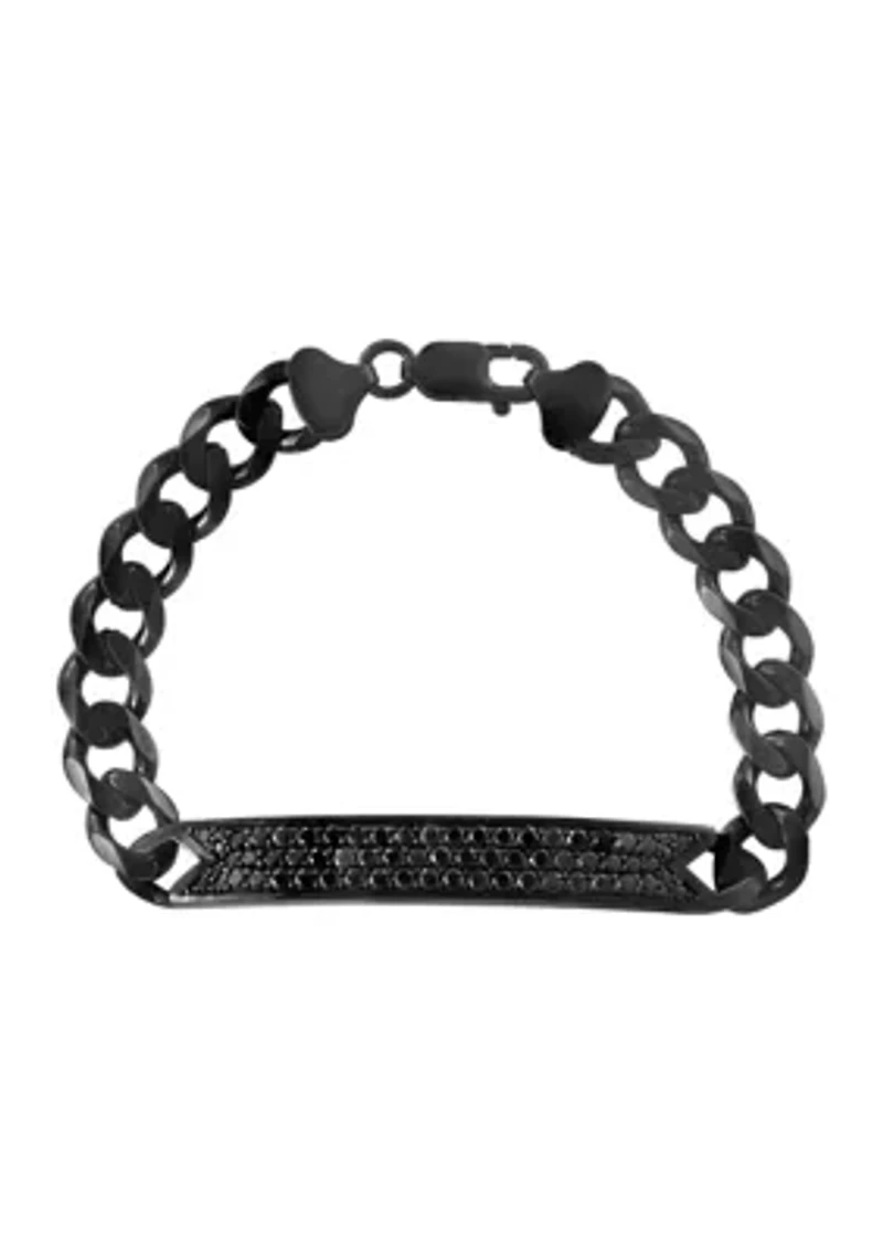 Men's 8.5" Sterling Silver Black Spinel Bracelet