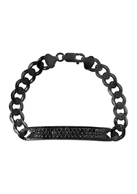 Men's 8.5" Sterling Silver Black Spinel Bracelet