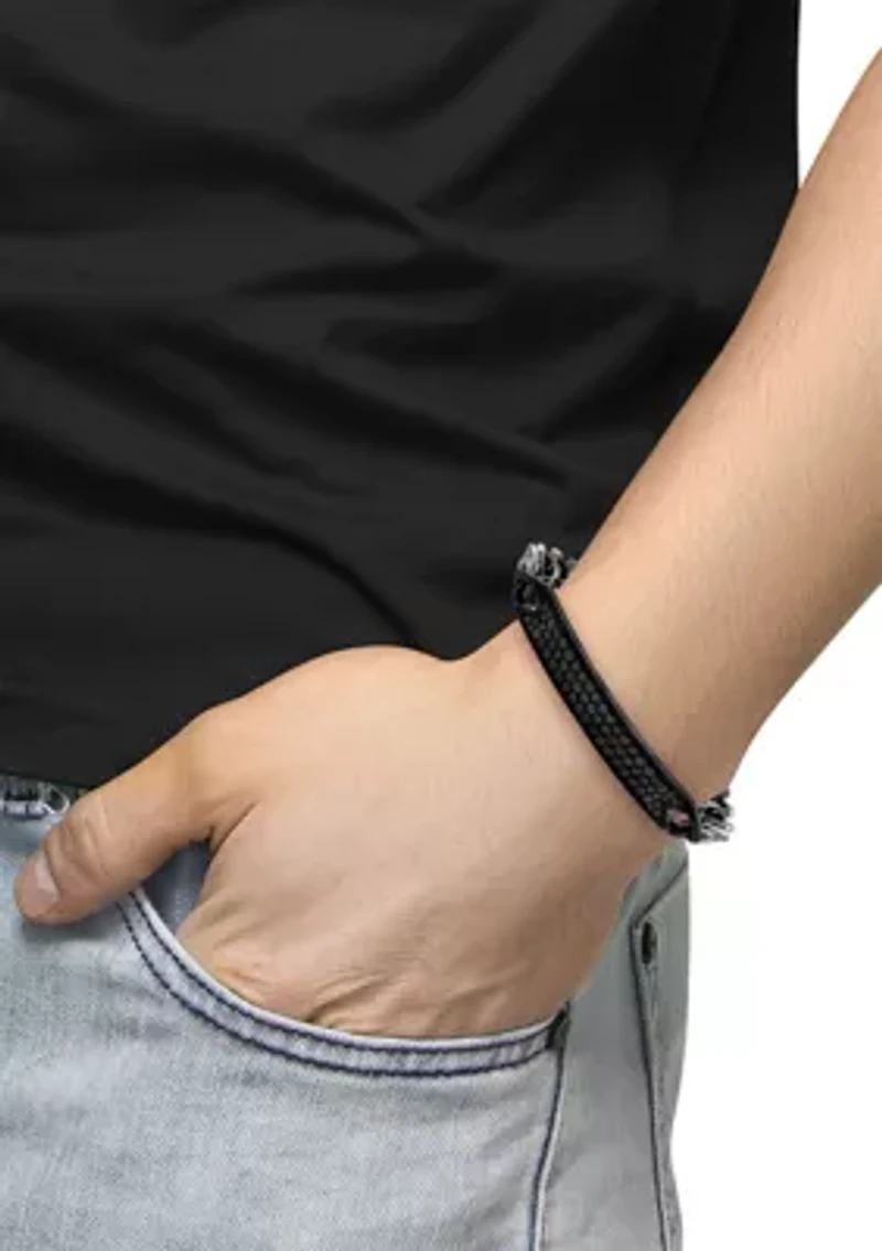 Men's 8.5" Sterling Silver Black Spinel Bracelet