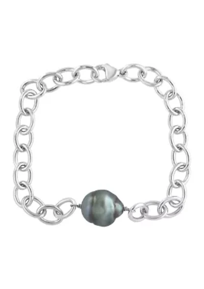 Black Tahitian Pearl Bracelet in Sterling Silver