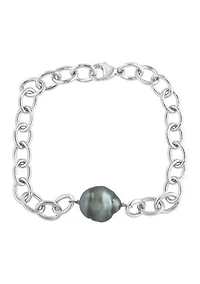 Black Tahitian Pearl Bracelet in Sterling Silver