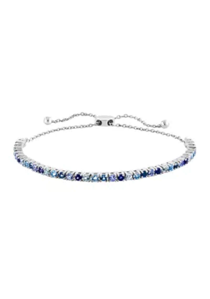 Multi Gemstone Bolo Bracelet in Sterling Silver