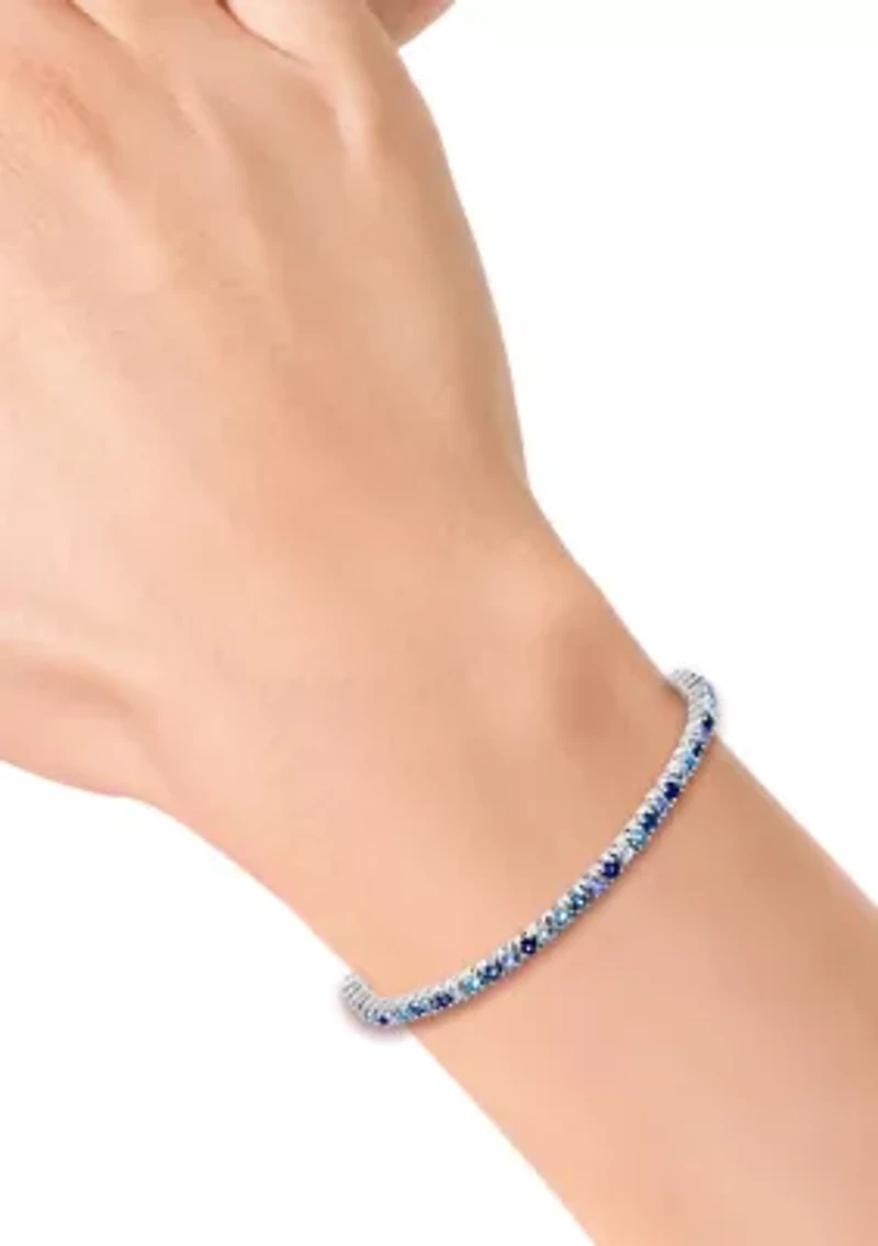 Multi Gemstone Bolo Bracelet in Sterling Silver