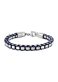 Sterling Silver and Black Cord 8.5" Men's Bracelet 