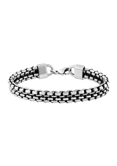  Sterling Silver and Black Cord 8.5" Men's Bracelet 