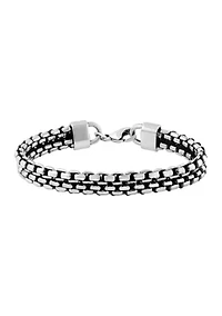  Sterling Silver and Black Cord 8.5" Men's Bracelet 