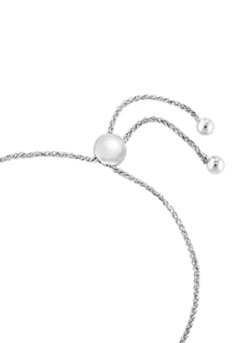 Blue Topaz and White Sapphire Bolo Bracelet in Sterling Silver