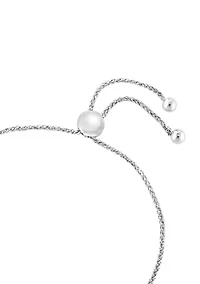 Blue Topaz and White Sapphire Bolo Bracelet in Sterling Silver