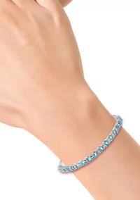 Blue Topaz and White Sapphire Bolo Bracelet in Sterling Silver