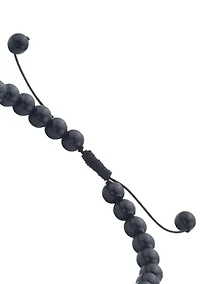 Sterling Silver Malachite, Onyx Men's Adjustable  Bracelet
