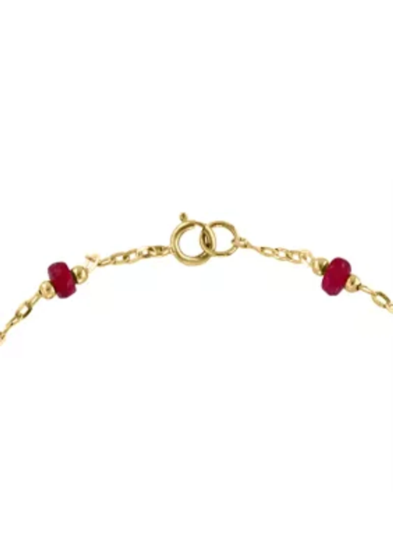 Fresh Water Pearl Ruby Bracelet in 14K Yellow Gold