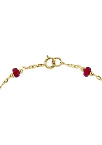Fresh Water Pearl Ruby Bracelet in 14K Yellow Gold