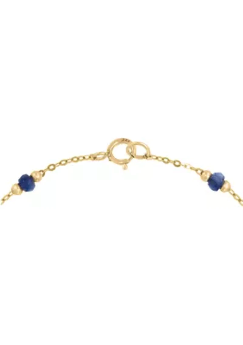 Freshwater Pearl and Sapphire Bracelet in 14K Yellow Gold