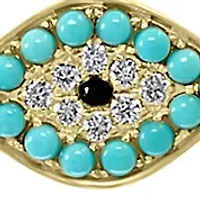 1/10 ct. t.w. Black and White Diamond and 1/3 ct. t.w. Turquoise Bracelet in 14K Yellow Gold