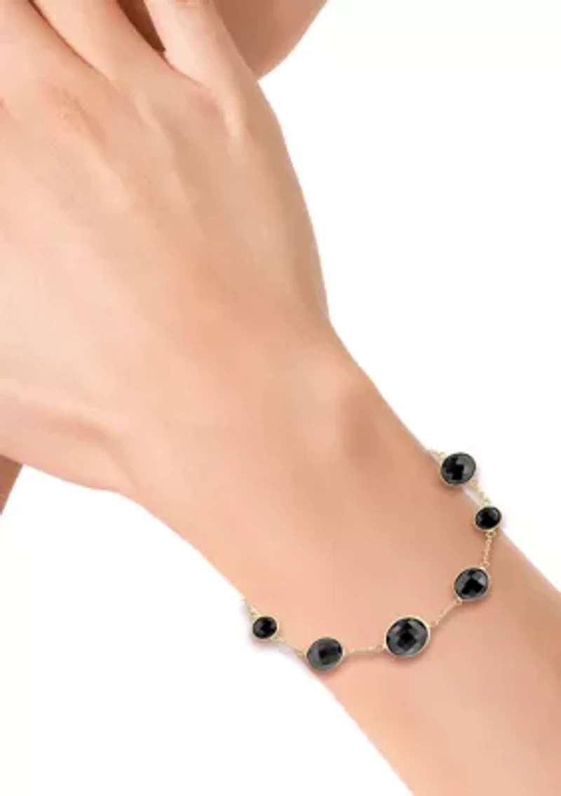 Onyx Beaded Bracelet In 14k Yellow Gold 