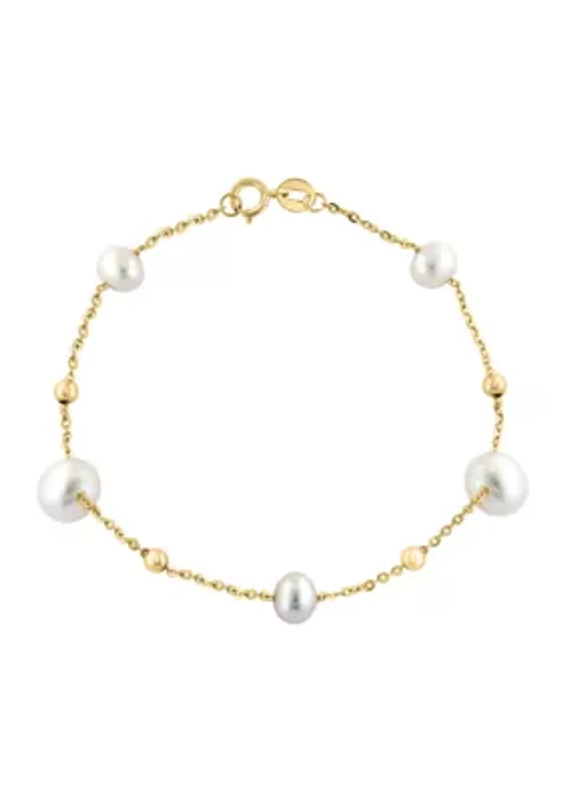 Freshwater Pearl Bracelet in 14K Yellow Gold