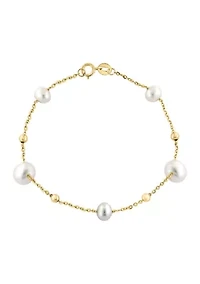 Freshwater Pearl Bracelet in 14K Yellow Gold