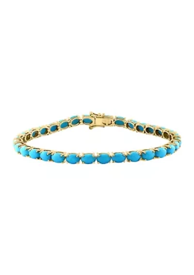 Turquoise Tennis Bracelet in 14k Yellow Gold