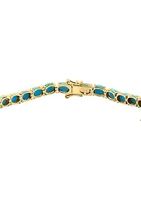 Turquoise Tennis Bracelet in 14k Yellow Gold