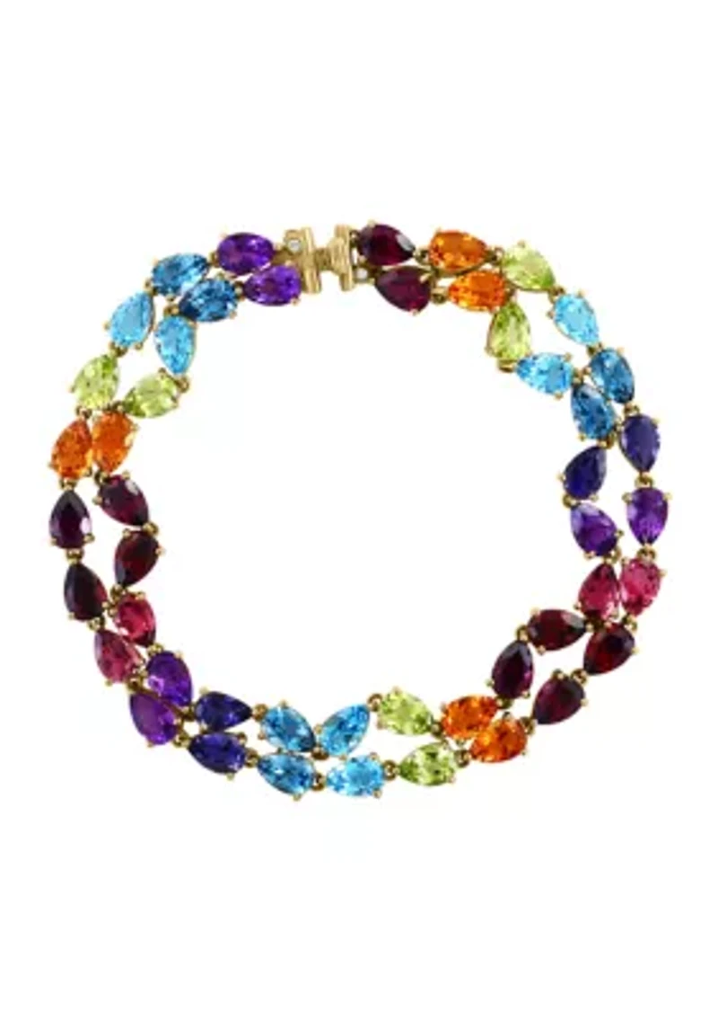 1/10 ct. t.w. Diamond, 23.4 ct. t.w. Mixed Stones Bracelet in 14K Yellow Gold