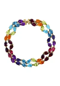 1/10 ct. t.w. Diamond, 23.4 ct. t.w. Mixed Stones Bracelet in 14K Yellow Gold