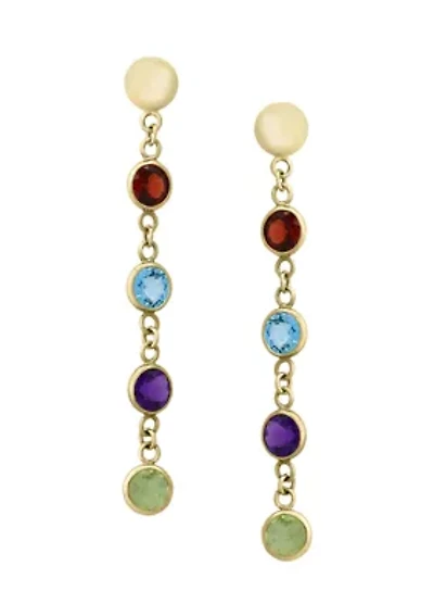 1/3 ct. t.w. Amethyst, 5/8 ct. t.w. Blue Topaz, 1/2 ct. t.w. Garnet, 1/2 ct. t.w. Peridot Earrings in 14k Yellow Gold