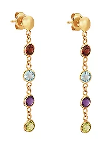 1/3 ct. t.w. Amethyst, 5/8 ct. t.w. Blue Topaz, 1/2 ct. t.w. Garnet, 1/2 ct. t.w. Peridot Earrings in 14k Yellow Gold