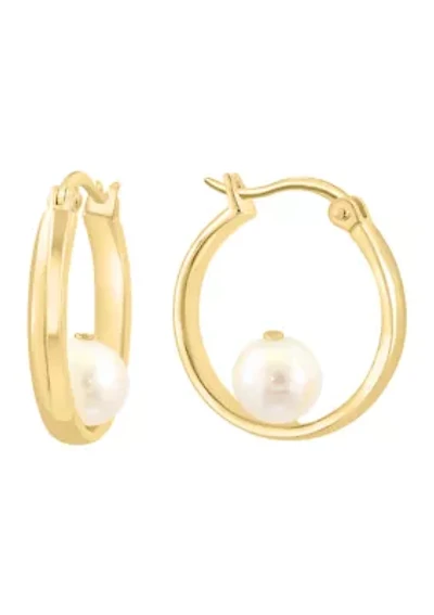 Gold Over Silver Fresh Water Pearl Earrings