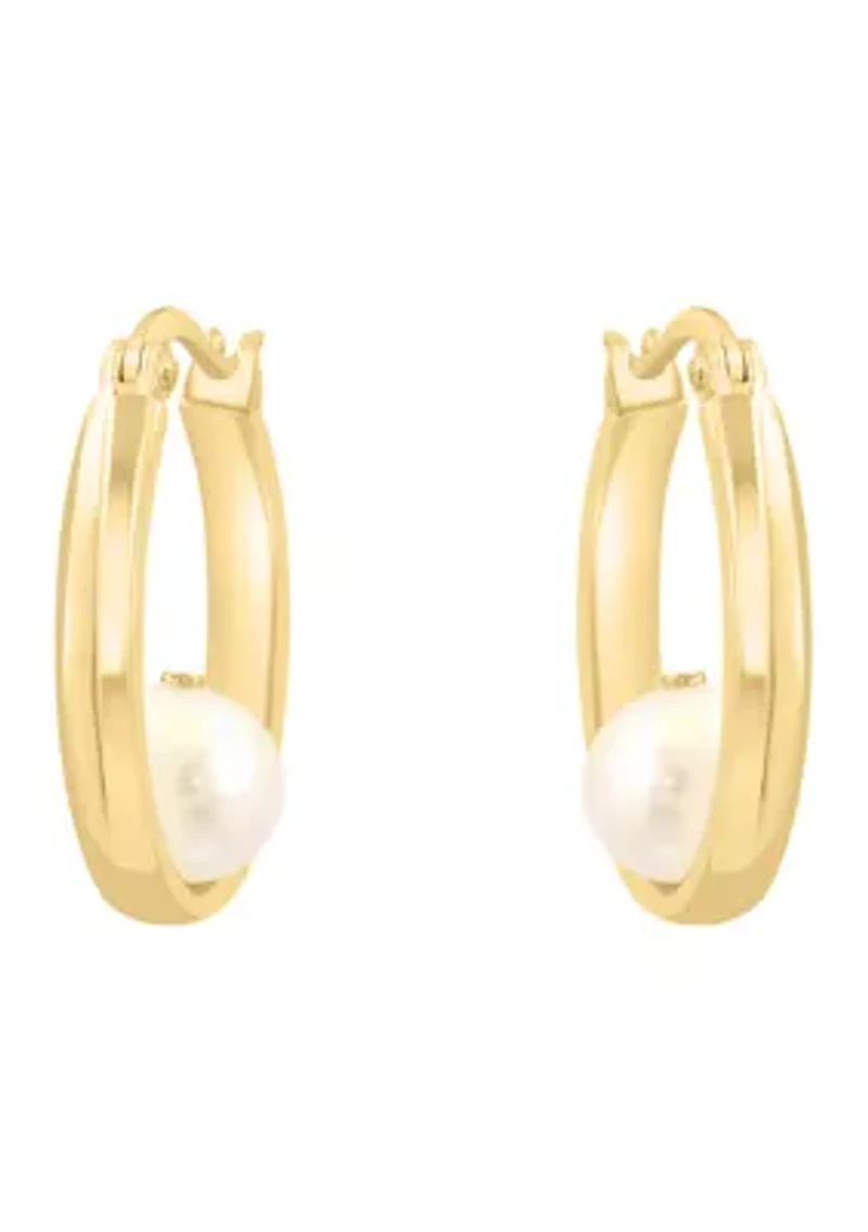 Gold Over Silver Fresh Water Pearl Earrings