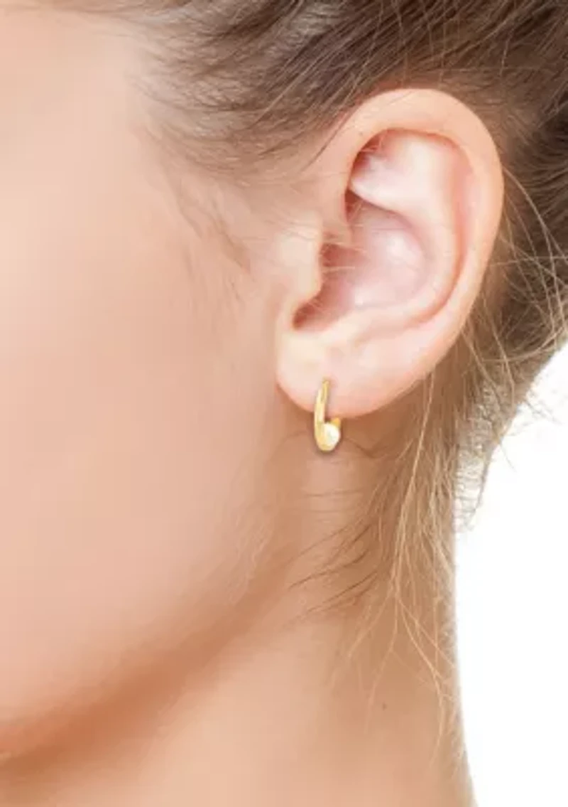 Gold Over Silver Fresh Water Pearl Earrings