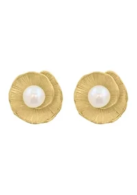 Freshwater Pearl Earrings in 14K Gold Plated Sterling Silver