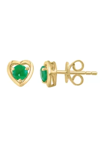925 Gold Plated Silver Emerald Earrings 