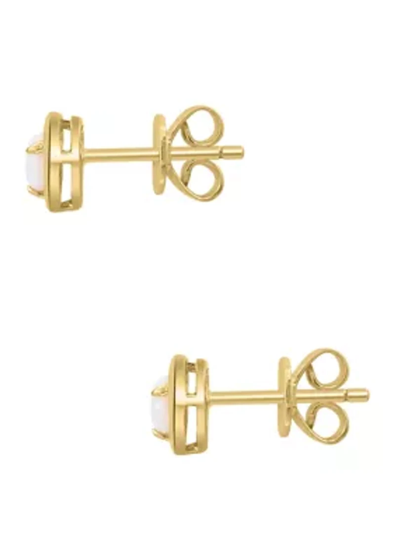 925 Gold Plated Silver Opal Earrings
