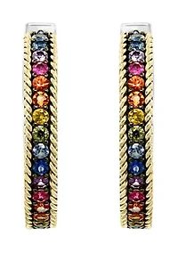 Sterling Silver 18K Gold Multi Sapphire Earrings