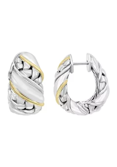 Sterling Silver and 18K Yellow Gold Hoop Earrings