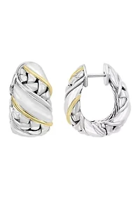 Sterling Silver and 18K Yellow Gold Hoop Earrings