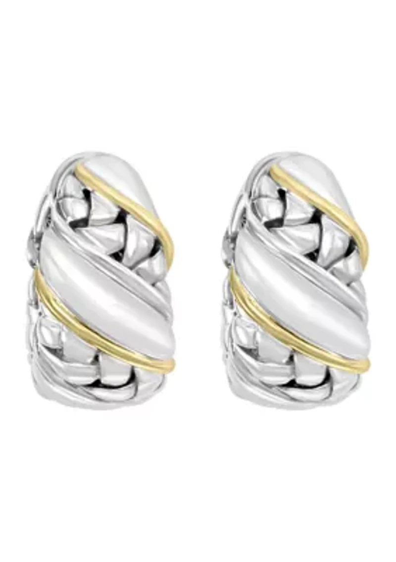 Sterling Silver and 18K Yellow Gold Hoop Earrings