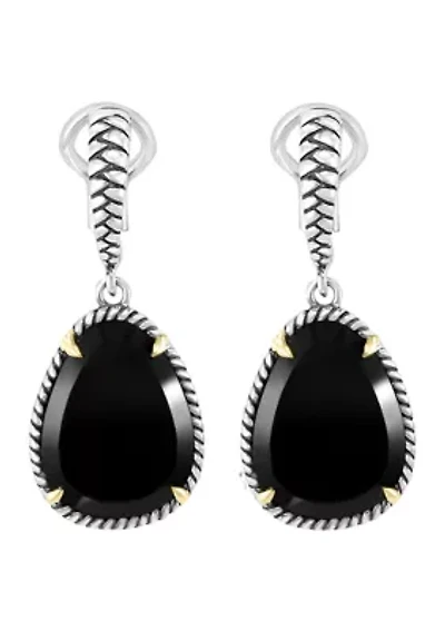  13.11 ct. t.w. Onyx Earrings in Sterling Silver