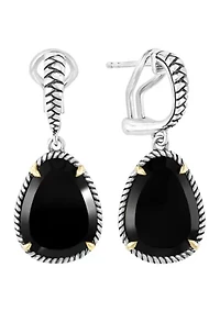  13.11 ct. t.w. Onyx Earrings in Sterling Silver