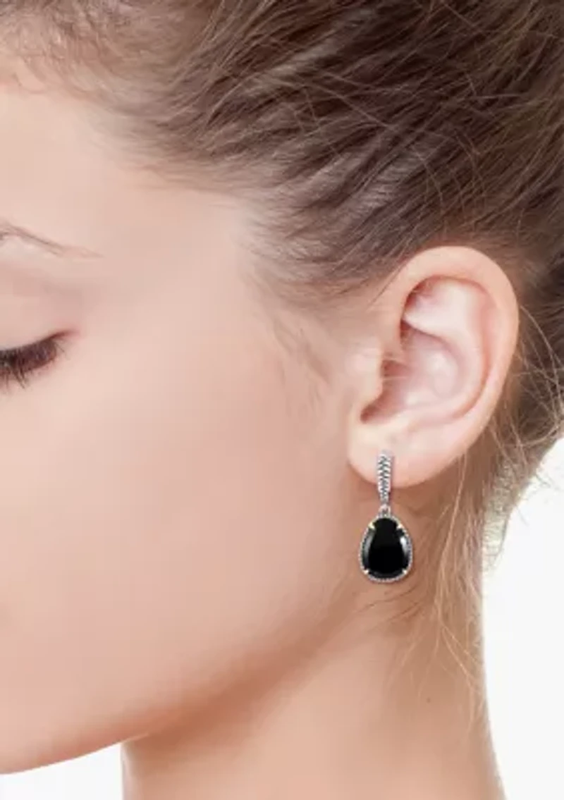  13.11 ct. t.w. Onyx Earrings in Sterling Silver