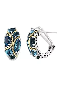 Sterling Silver/18K Yellow Gold Blue Topaz and London Blue Topaz Earrings