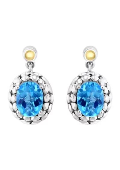 Blue Topaz Stud Earrings in 18K Sterling Silver