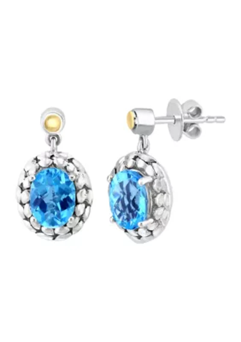 Blue Topaz Stud Earrings in 18K Sterling Silver