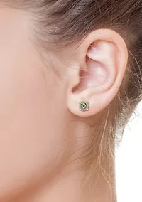 Sterling Silver/18K Yellow Gold Green Amethyst Earrings 
