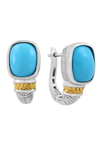 Turquoise Earrings in Sterling Silver and 14K Yellow Gold