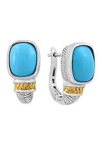 Turquoise Earrings in Sterling Silver and 14K Yellow Gold